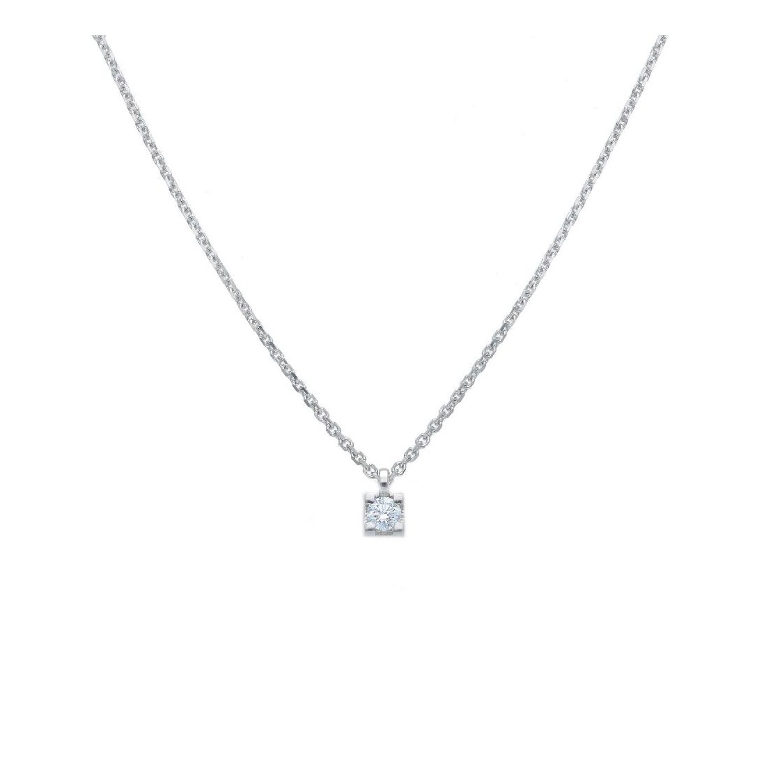 Girocollo in oro bianco 375/ooo con diamante naturale