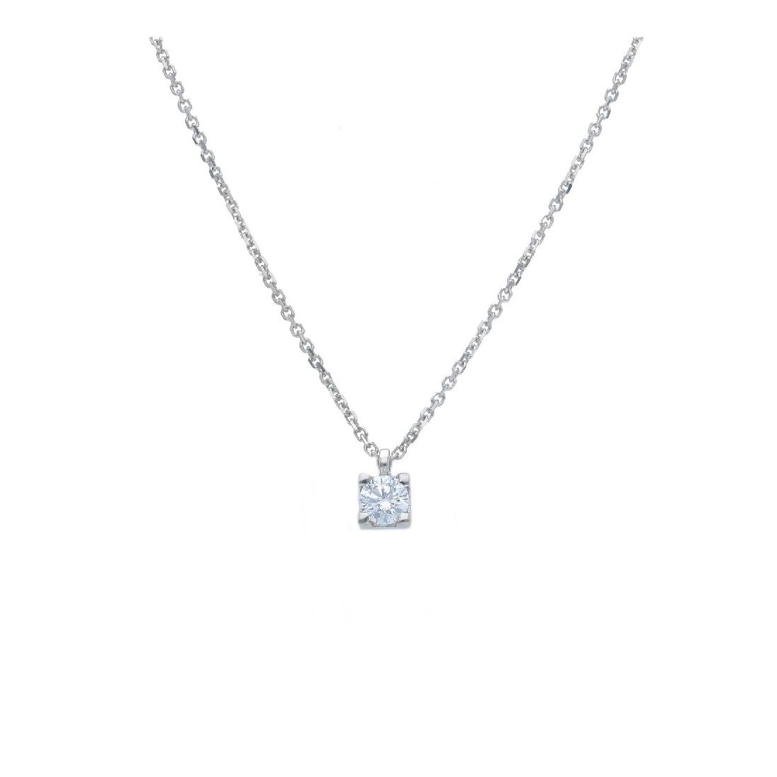Girocollo punto luce in oro bianco 375/ooo con diamante naturale