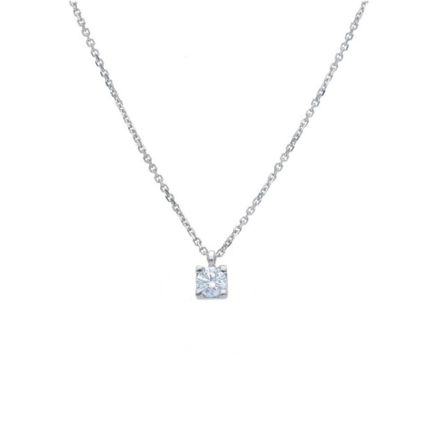 Girocollo punto luce in oro bianco 375/ooo con diamante naturale