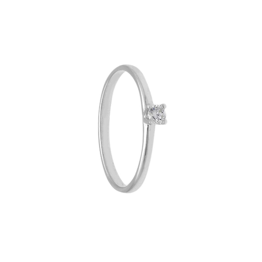 Anello solitario in oro bianco 375/ooo con diamante naturale