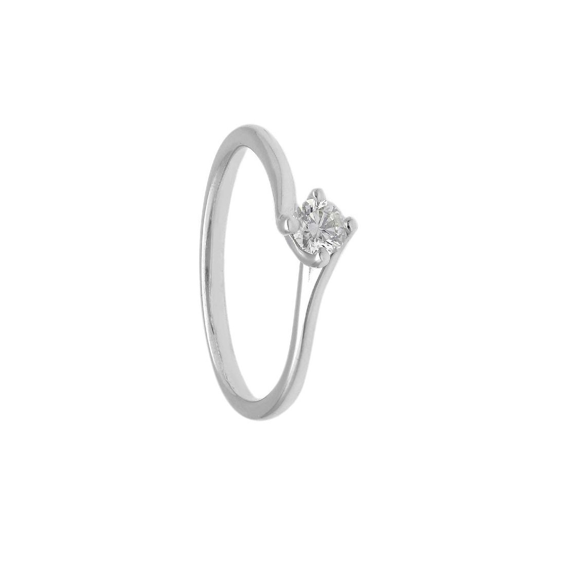 Anello solitario in oro bianco 375/ooo con diamante naturale