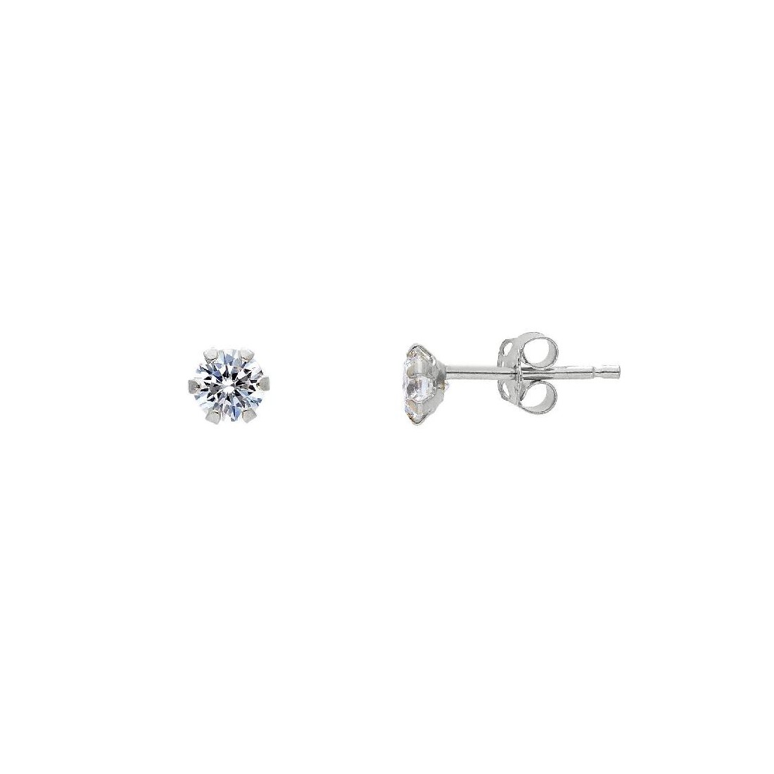 Orecchini punto luce in oro bianco 750/ooo e zirconia cubica