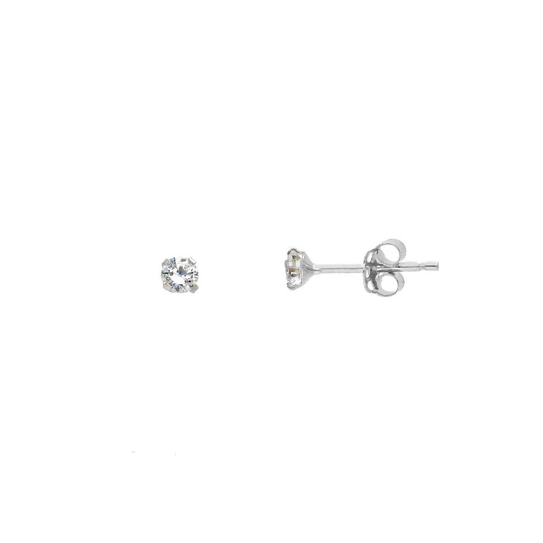 Orecchini punto luce in oro bianco 750/ooo e zirconia cubica