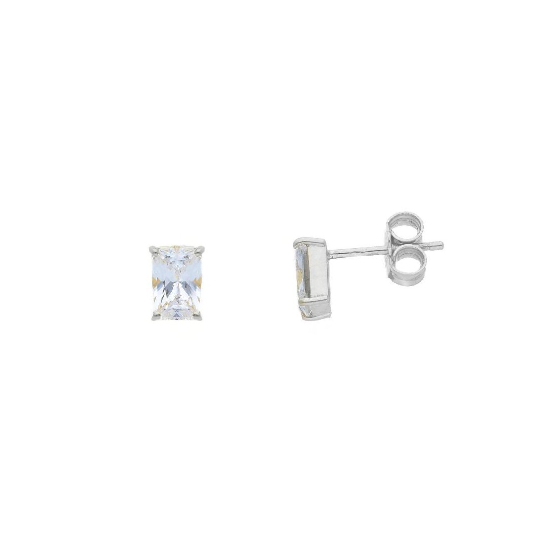 Orecchini punto luce in oro bianco 750/°°° e zirconia cubica