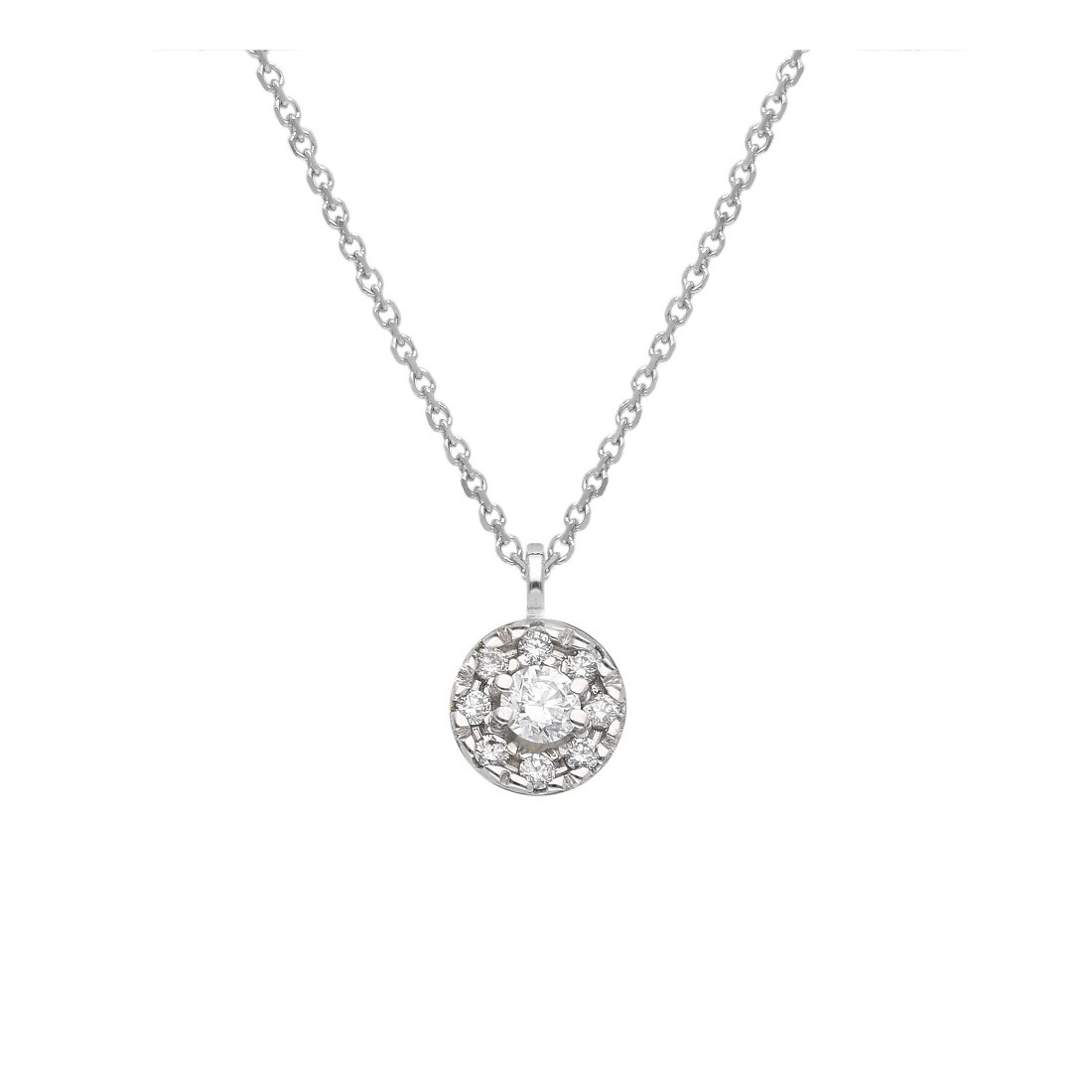 Girocollo in oro bianco 375/ooo con diamante naturale