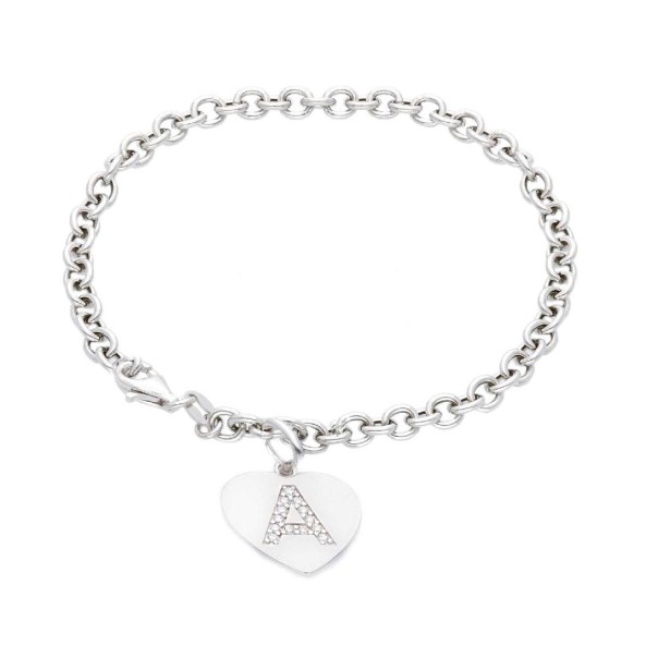 Bracciale in argento 925/ooo e zirconia cubica con iniziale