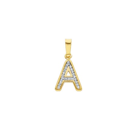 Ciondolo in oro giallo 750/ooo e zirconia cubica con iniziale