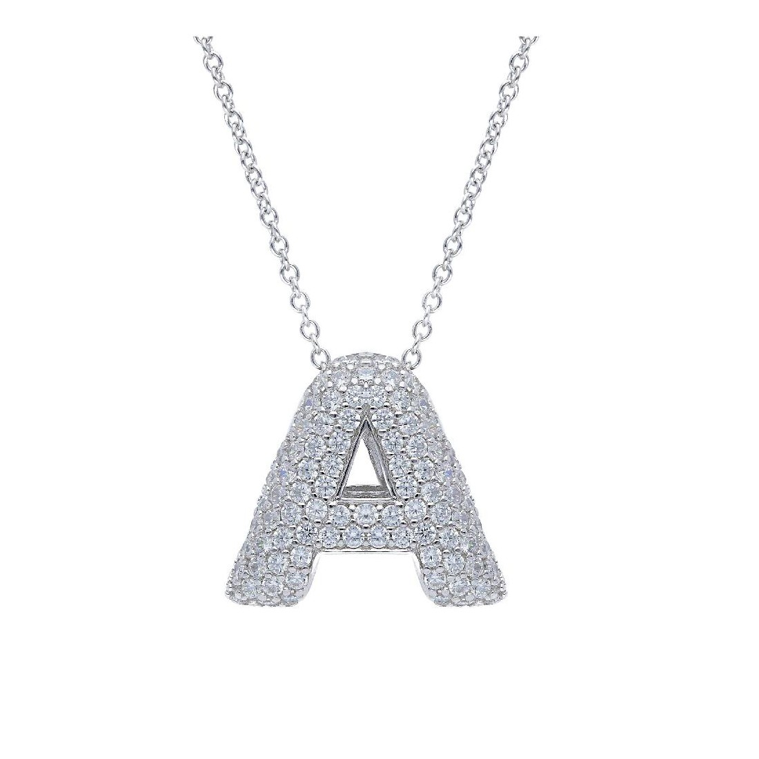 Girocollo in argento 925/°°° e zirconia cubica con iniziale