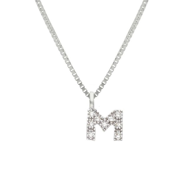 Girocollo in oro bianco 375/°°° e diamante con iniziale