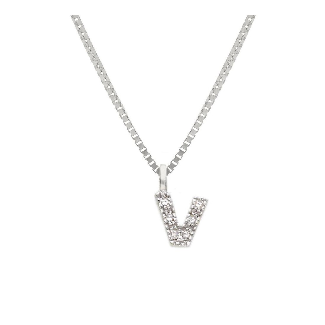 Girocollo in oro bianco 375/°°° e diamante con iniziale
