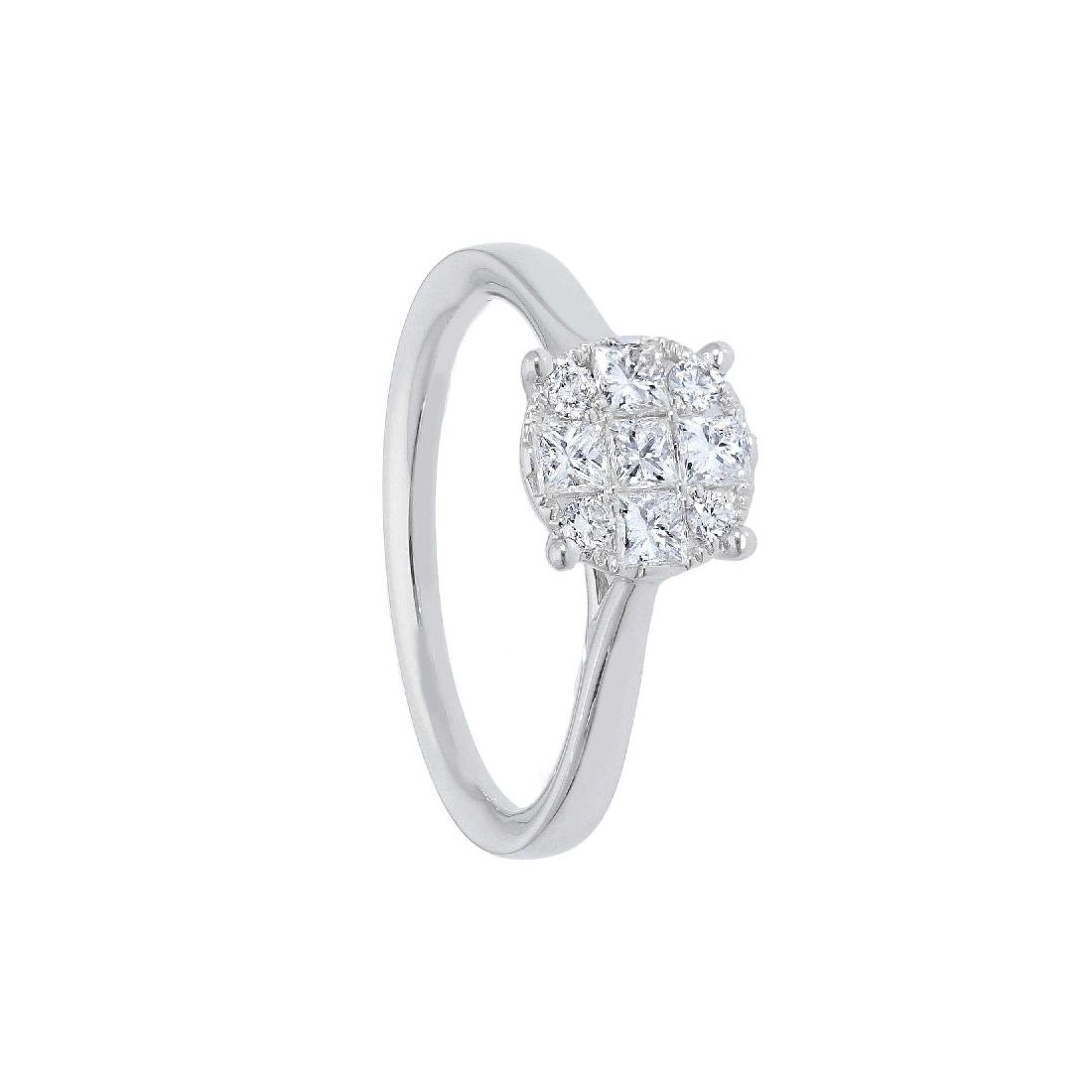Anello solitario in oro bianco 750/°°° e diamante