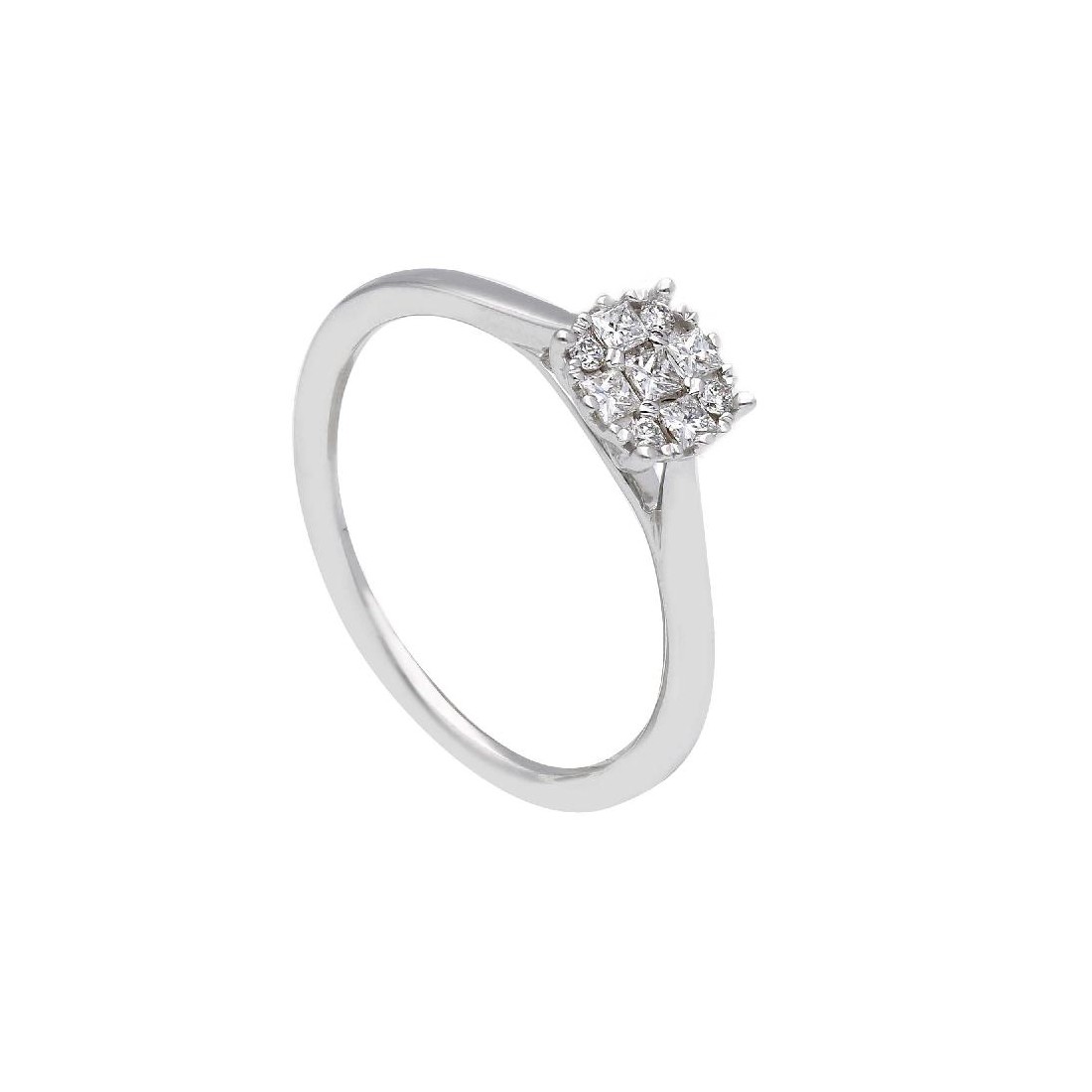 Anello solitario in oro bianco 750/°°° e diamante