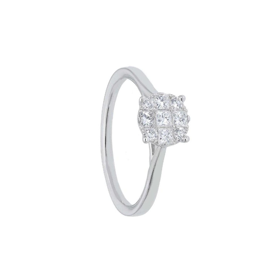 Anello solitario in oro bianco 750/°°° e diamante