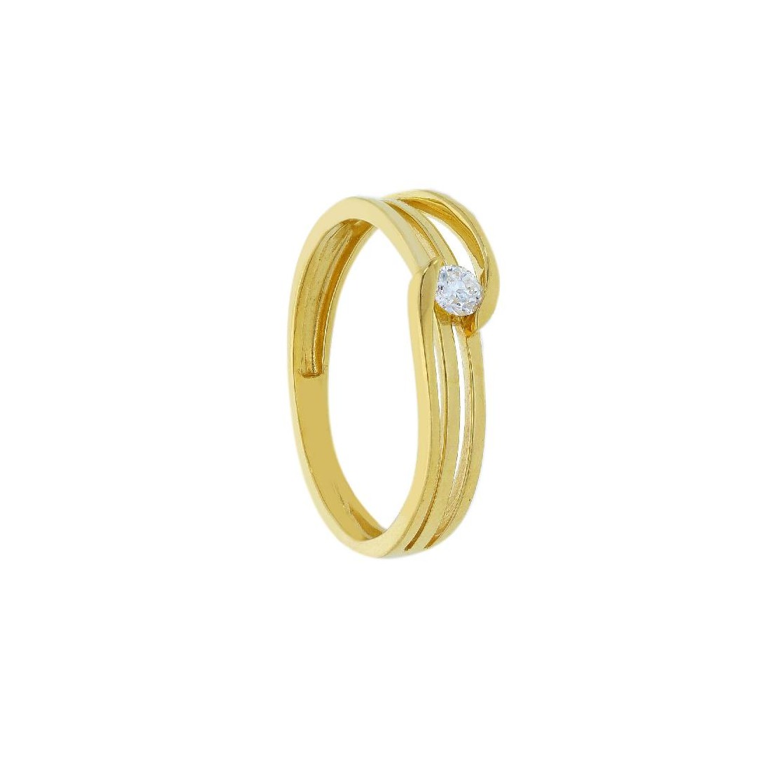 Anello solitario in oro giallo 750/°°° e diamante