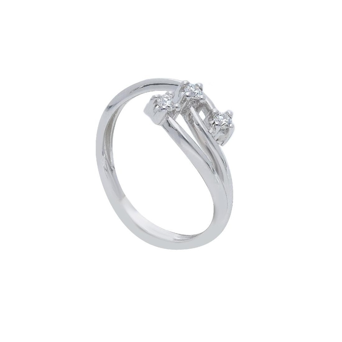 Anello trilogy in oro bianco 750/°°° e diamante