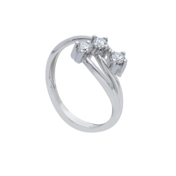 Anello trilogy in oro bianco 750/°°° e diamante