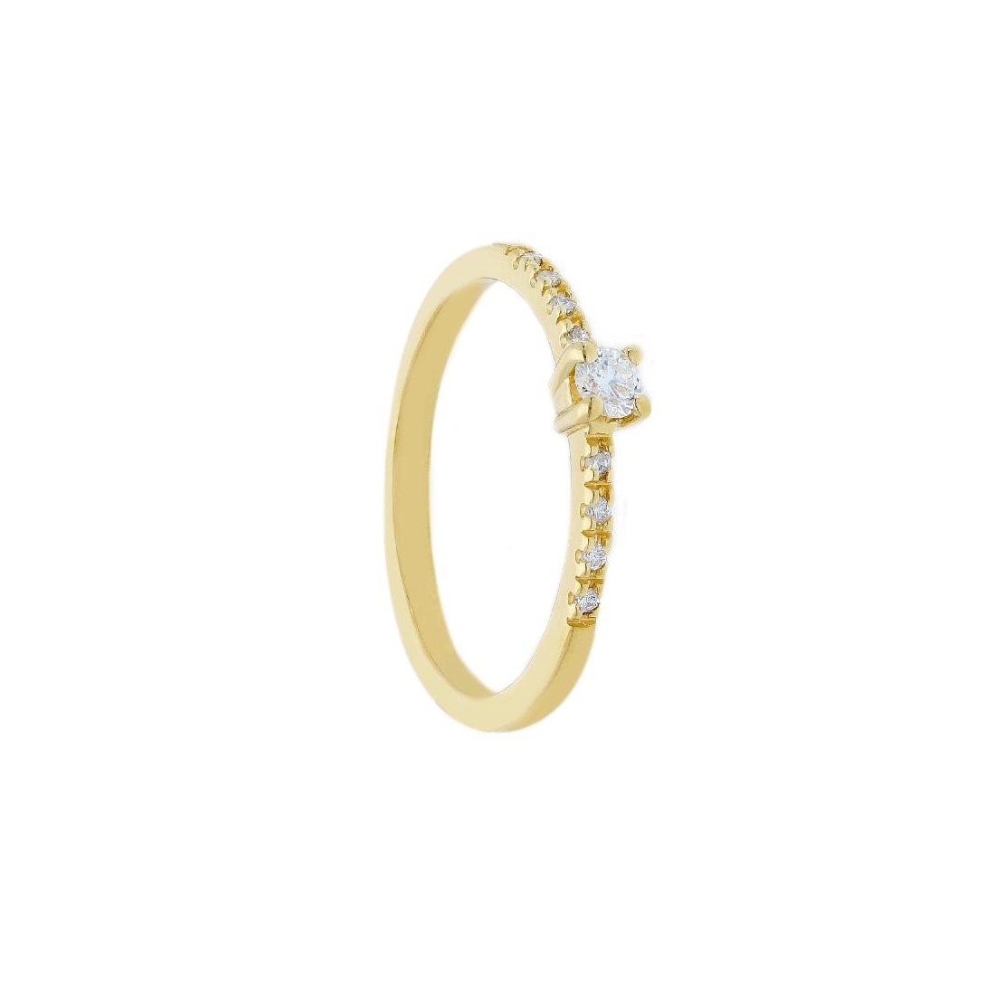 Anello solitario in oro giallo 750/ooo e diamante