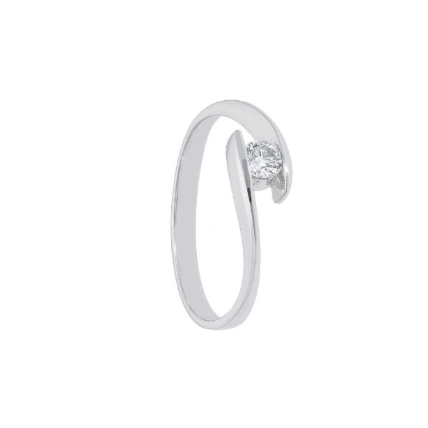 Anello solitario in oro bianco 750/°°° e diamante