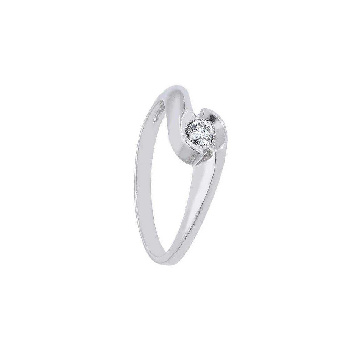 Anello solitario in oro bianco 750/ooo e diamante
