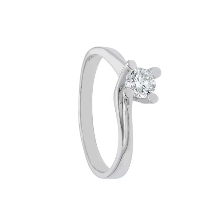 Anello solitario in oro bianco 750/ooo e diamante
