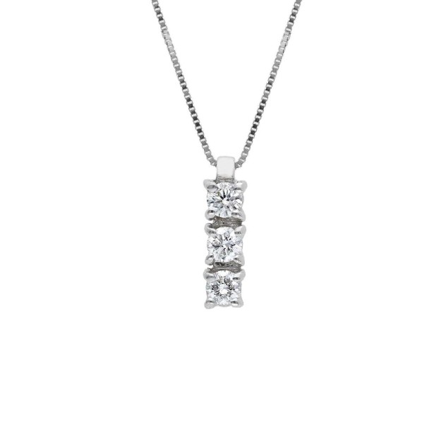 Girocollo trilogy in oro bianco 750/ooo e diamante