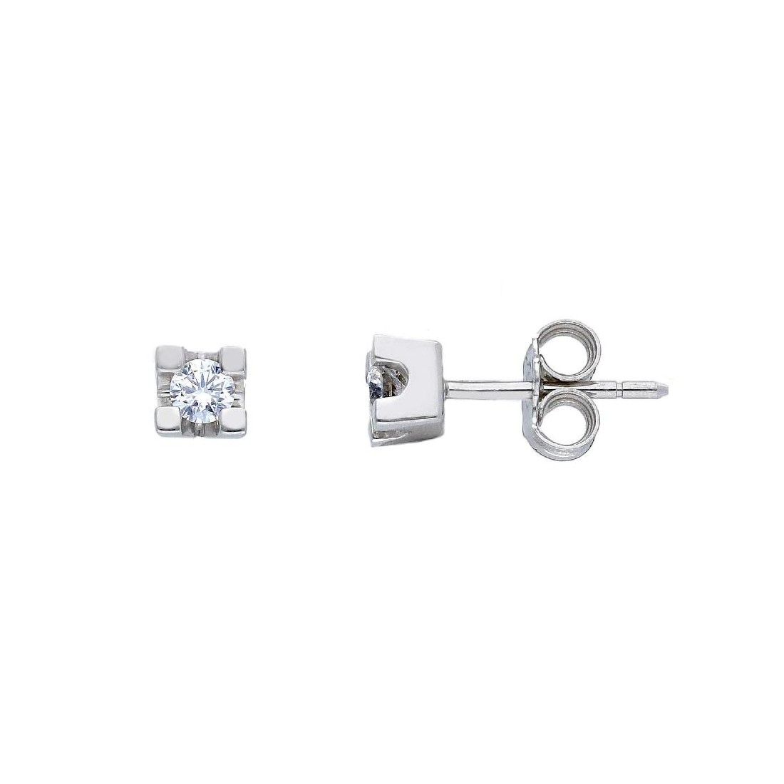 Orecchini punto luce in oro bianco 750/ooo e diamante