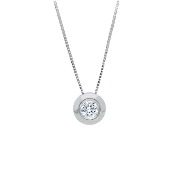 Girocollo punto luce in oro bianco 750/ooo e diamante