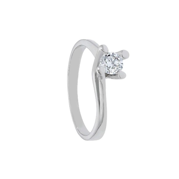 Anello solitario in oro bianco 750/ooo e diamante