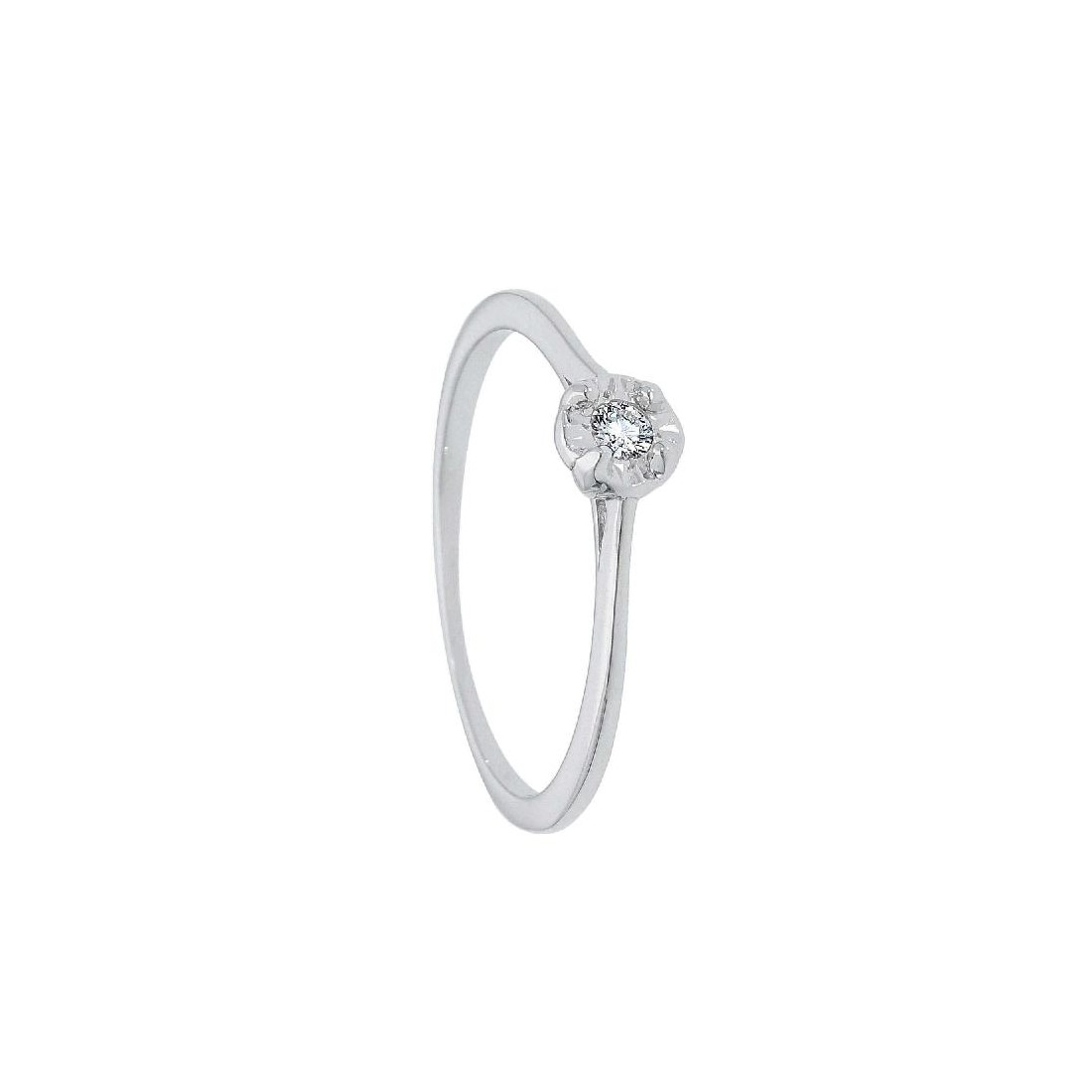 Anello solitario in oro bianco 750/ooo e diamante