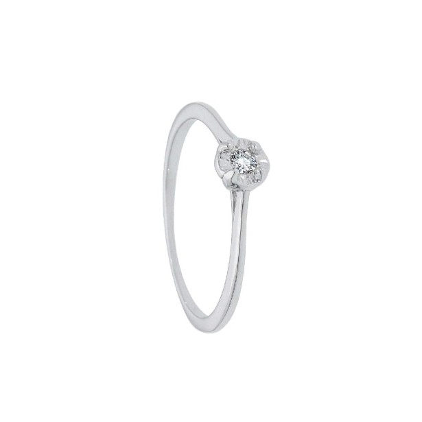 Anello solitario in oro bianco 750/ooo e diamante
