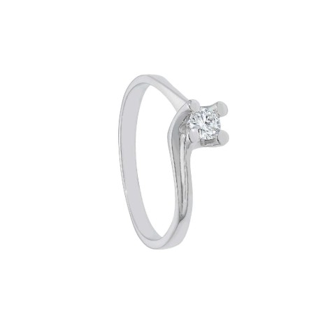 Anello solitario in oro bianco 750/ooo e diamante