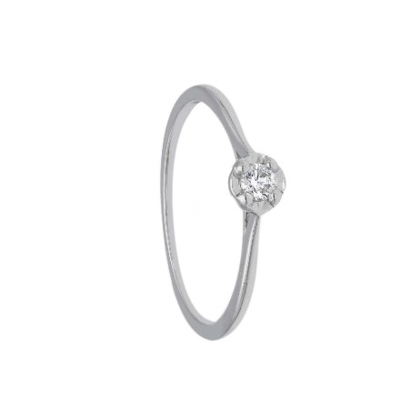 Anello solitario in oro bianco 750/ooo e diamante