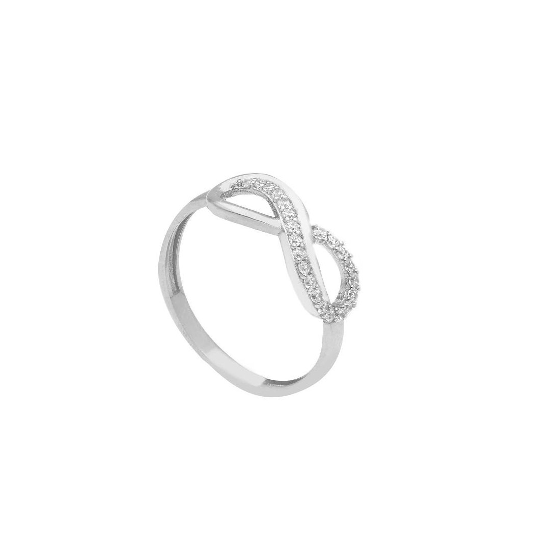 Anello in oro bianco 375/ooo con infinito
