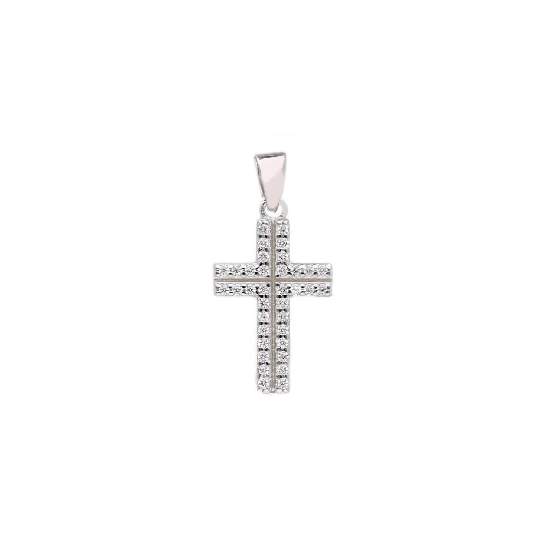 Ciondolo in argento 925/ooo e zirconia cubica con croce