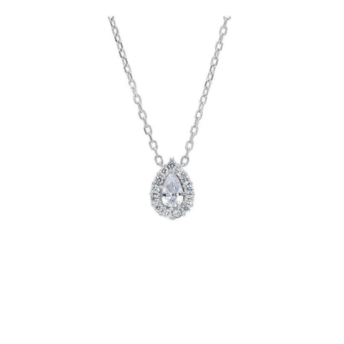 Girocollo in argento 925/ooo e zirconia cubica con goccia