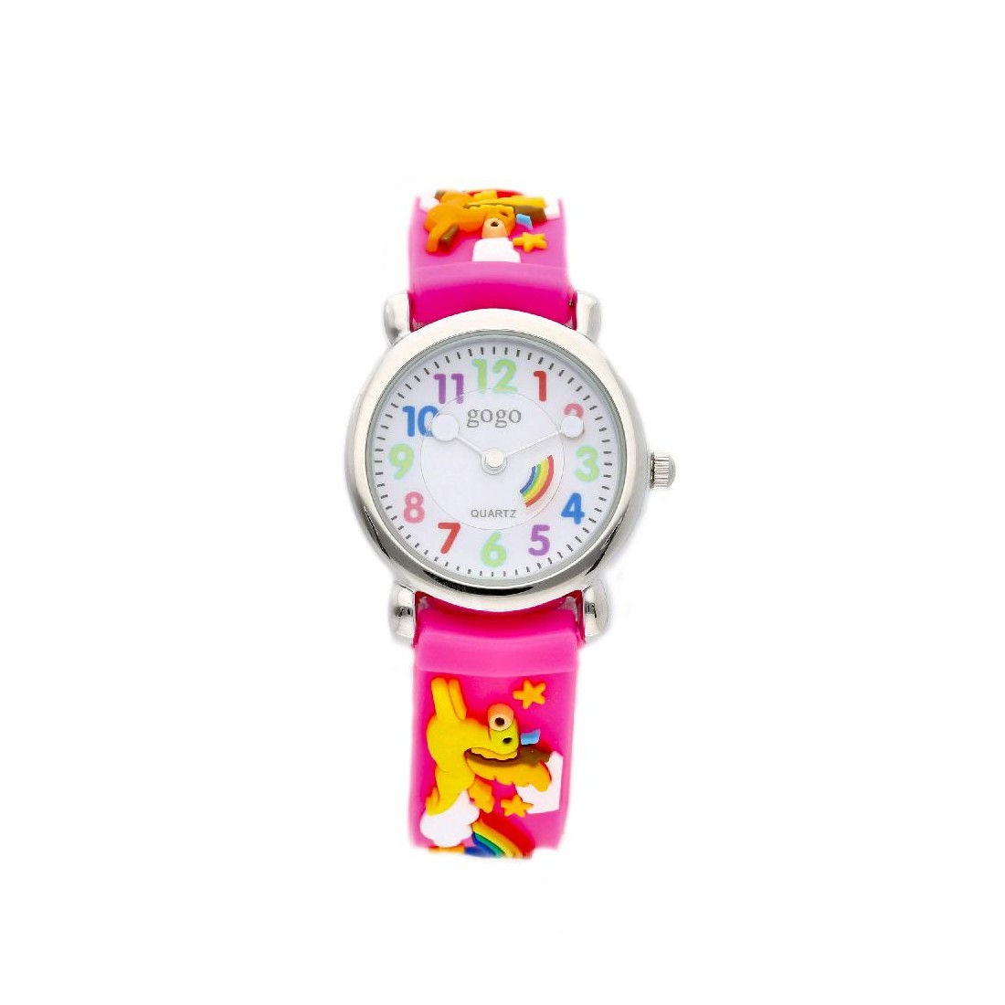Orologio in acciaio e gomma con unicorno