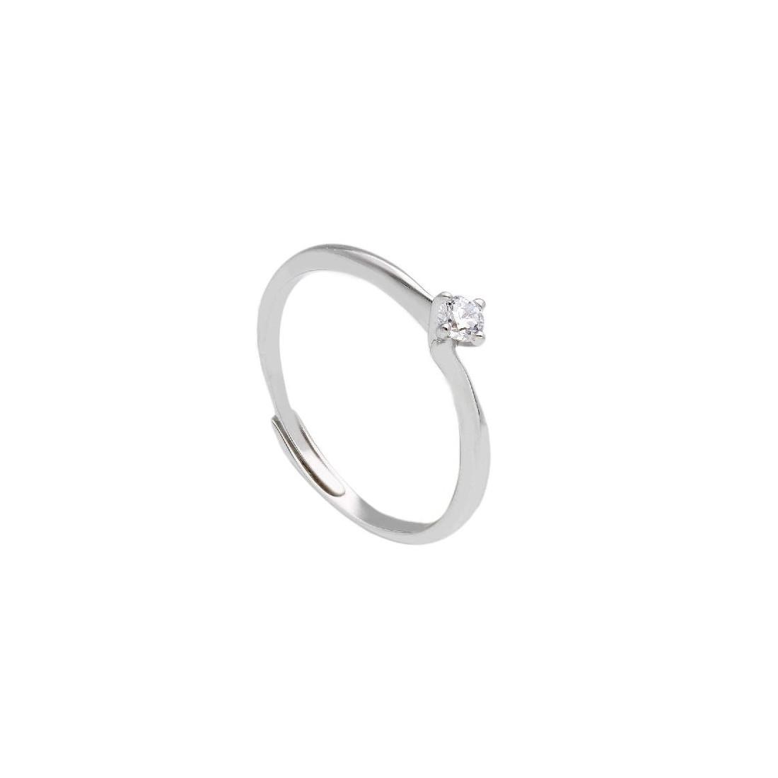 Anello solitario in argento 925/ooo e zirconia cubica
