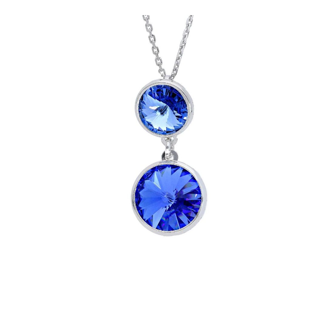 Girocollo in argento 925/ooo e cristallo artificiale blu