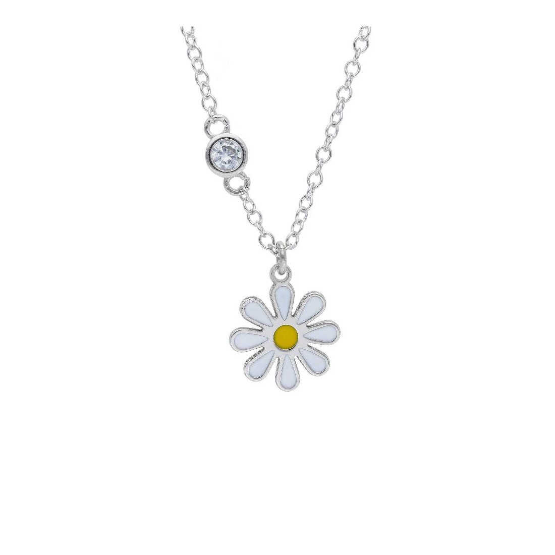 Girocollo in argento 925/ooo e zirconia cubica con margherita