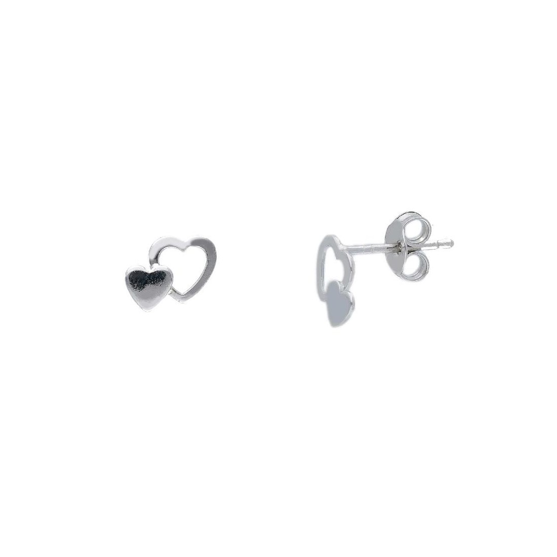 Orecchini lobo in argento 925/ooo con cuore