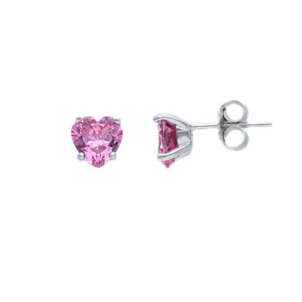 Orecchini punto luce in argento 925/ooo e cristallo artificiale rosa con cuore