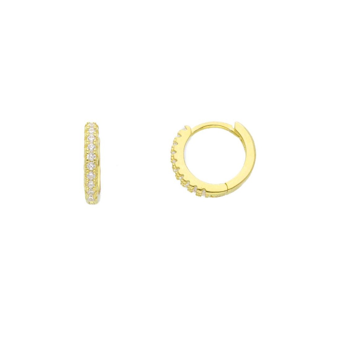 Orecchini cerchio in argento dorato 925/ooo e zirconia cubica