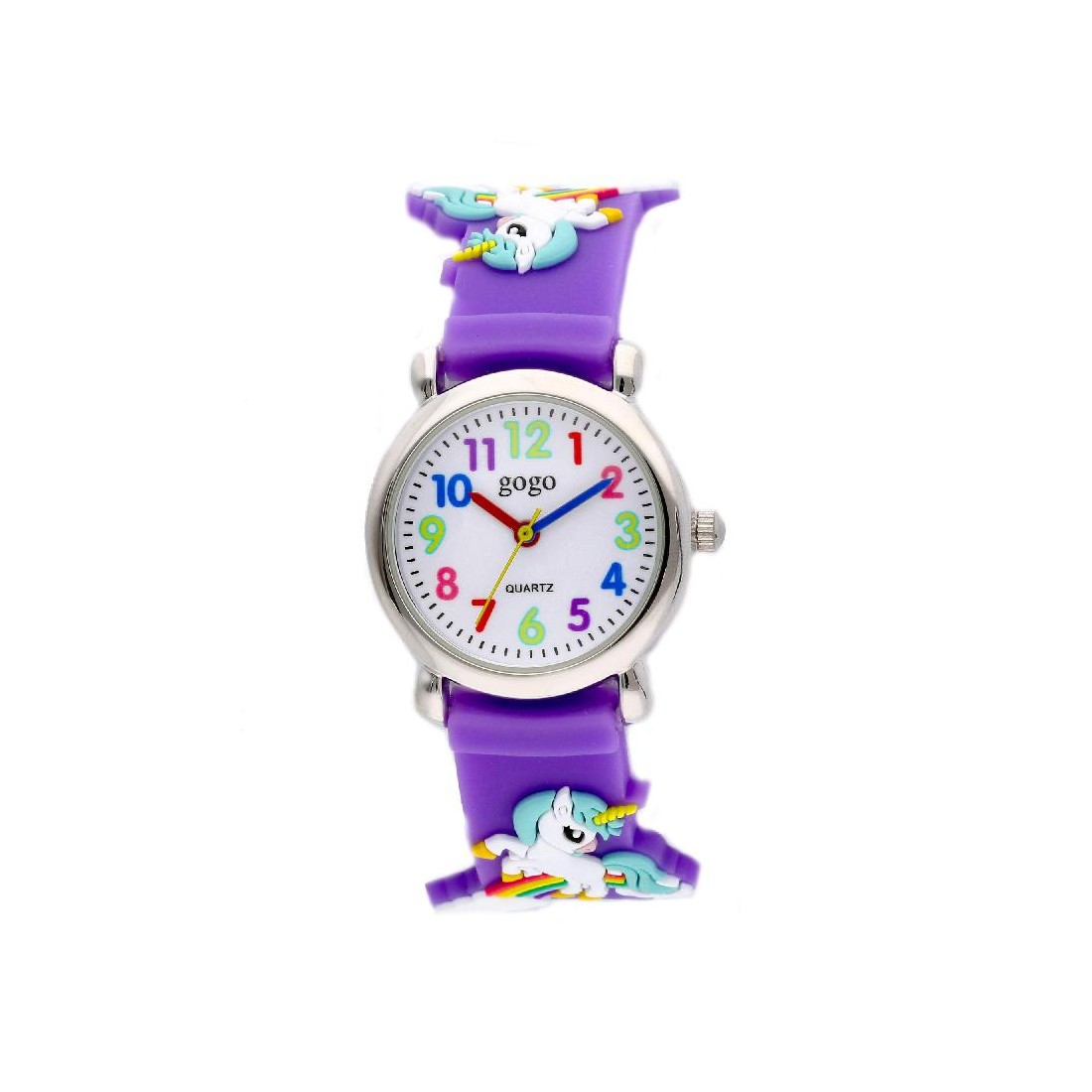 Orologio in acciaio e gomma con unicorno
