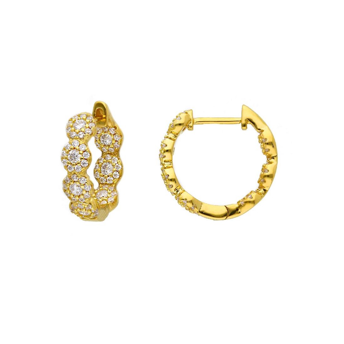 Orecchini cerchio in argento dorato 925/ooo e zirconia cubica