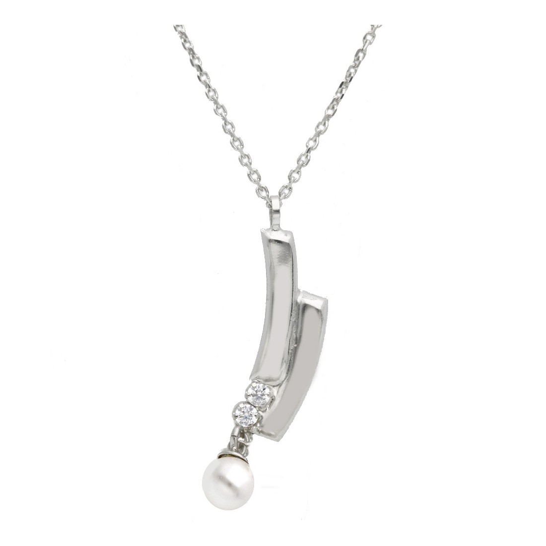 Girocollo in argento 925/ooo zirconia cubica e perla