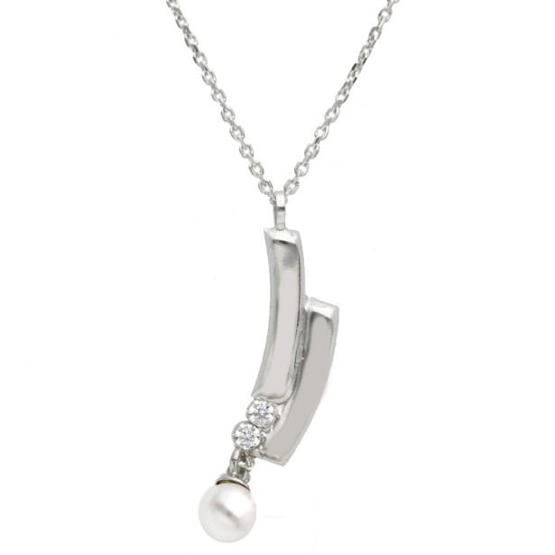 Girocollo in argento 925/ooo zirconia cubica e perla