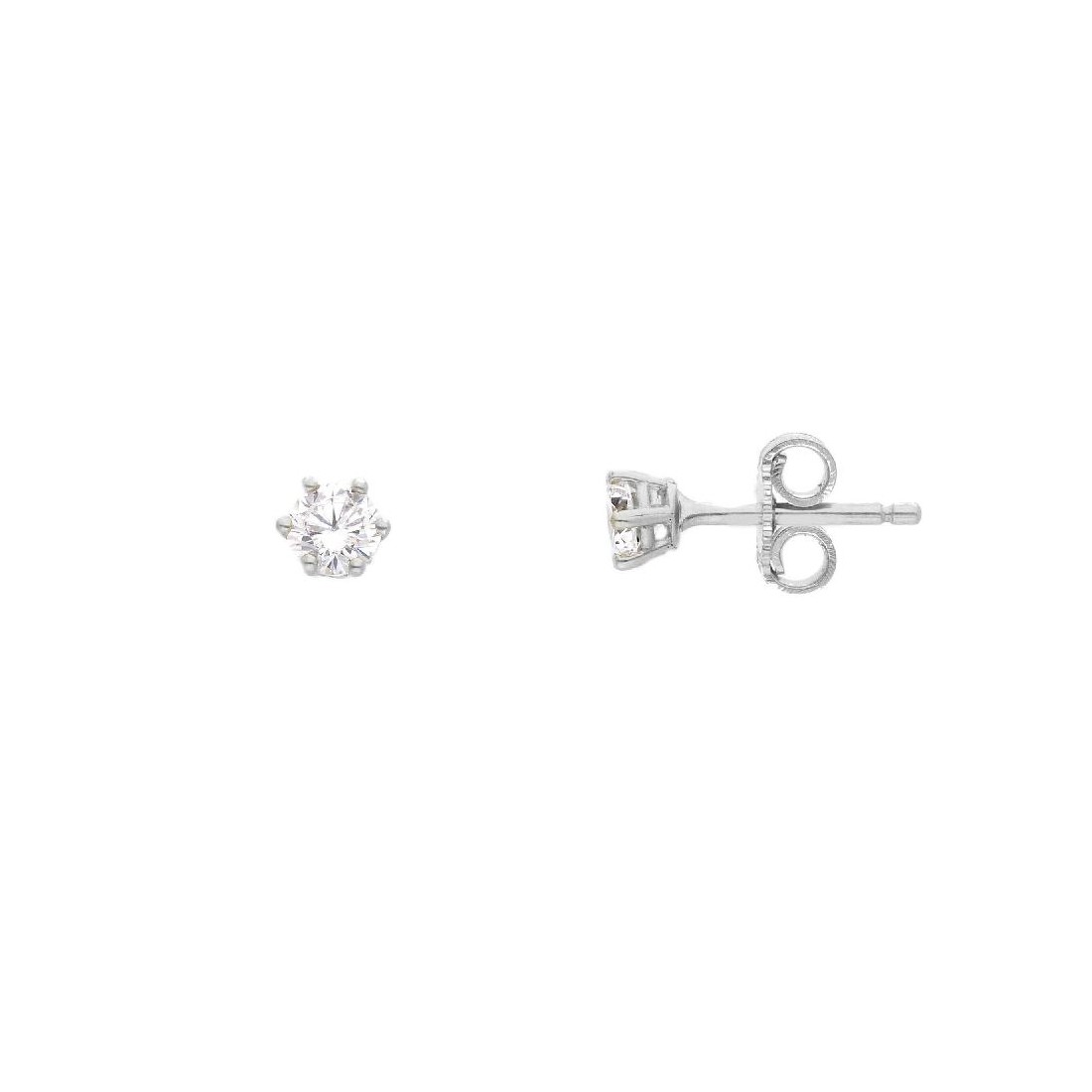 Orecchini punto luce in oro bianco 375/ooo e zirconia cubica