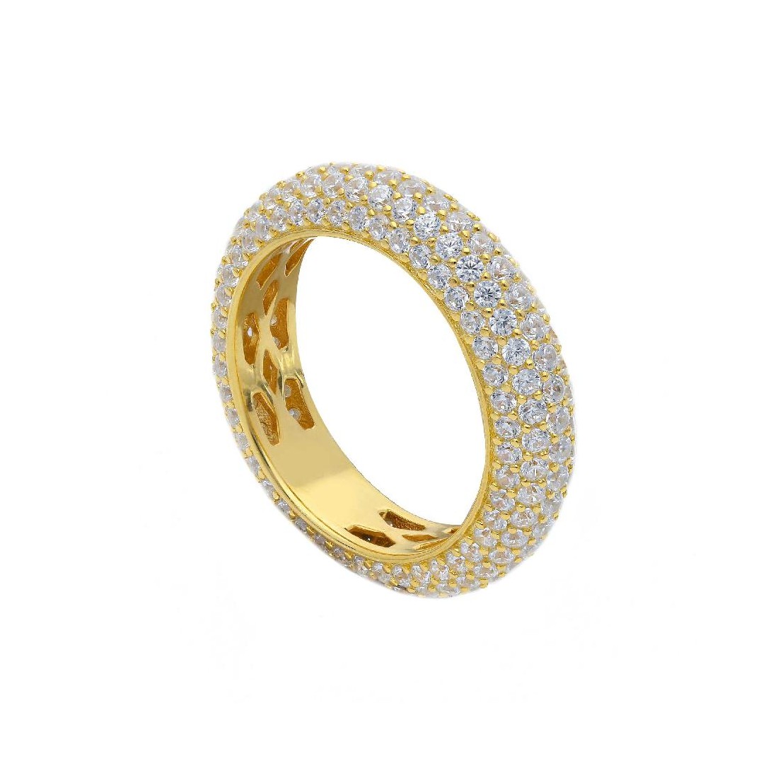 Anello eternity in argento dorato 925/°°° e zirconia cubica