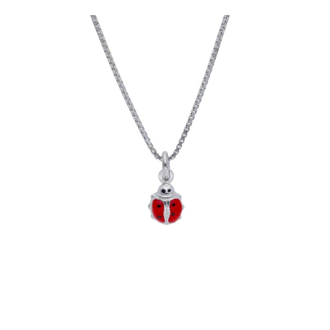 Girocollo in argento 925/ooo e smalto con coccinella