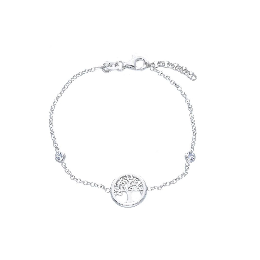 Bracciale in argento 925/ooo e zirconia cubica conalbero della vita
